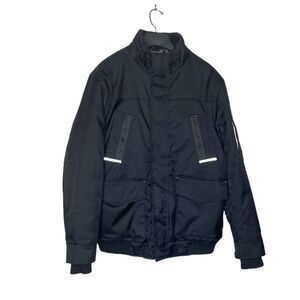 AWAKNDLAND Mens Black Jacket Quilted Lining Urban Streetwear Size Large